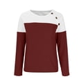 thumbnail image 6 of Kaemgyyd Shirt for Women Fall Fashion Clothing Long Sleeve Tops for Women Casual Loose Color Block Basic Tee with Button, 6 of 7