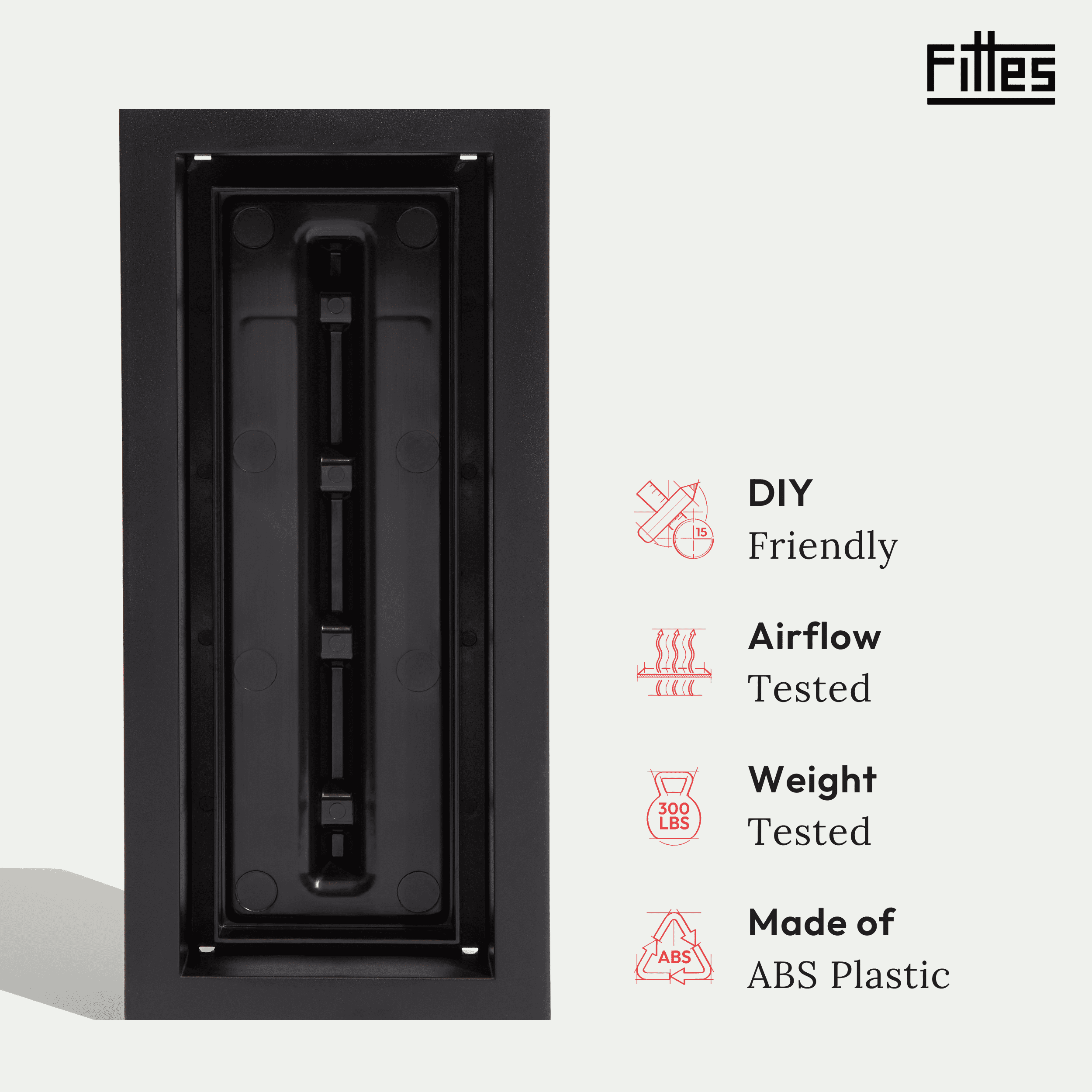Fittes Framed Floor Vent [Lite], Minimalist ABS Plastic HVAC Air Return Register Cover, Customizable Modern Airflow Solution for Home Floor, Easy 15-Min DIY Install – 3"x10" – Matte Black