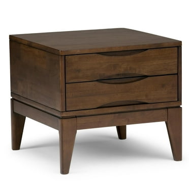 Harper 22 " W SOLID HARDWOOD Square Modern End Side Table in Walnut Brown