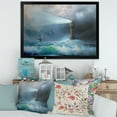 thumbnail image 4 of Lighthouse Shining Light During Stormy Clouds Night II 40 in x 30 in Framed Painting Canvas Art Print, by Designart, 4 of 4