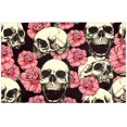 thumbnail image 1 of EREHome Ensemble de 4 Napperons Crâne Roses Roses avec Support 12x18 Pouces, 1 of 5