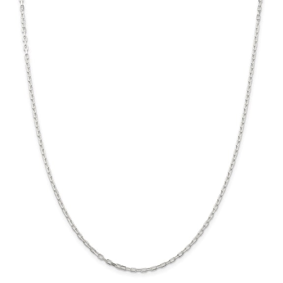 925 Sterling Silver 2.2mm Diamond-cut Long Link Cable Chain; 22 inch; for Adults and Teens; for Women and Men