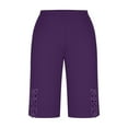 thumbnail image 5 of Crunowin Women's Solid Color Yoga Shorts, with Lace Trim Seamless Workout Biker Shorts Purple XL, 5 of 7