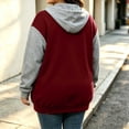 thumbnail image 5 of Nugftut Hoodies for Women Plus Size Color Block Raglan Sleeve Pockets Zip Hooded Sweatshirts, 5 of 7