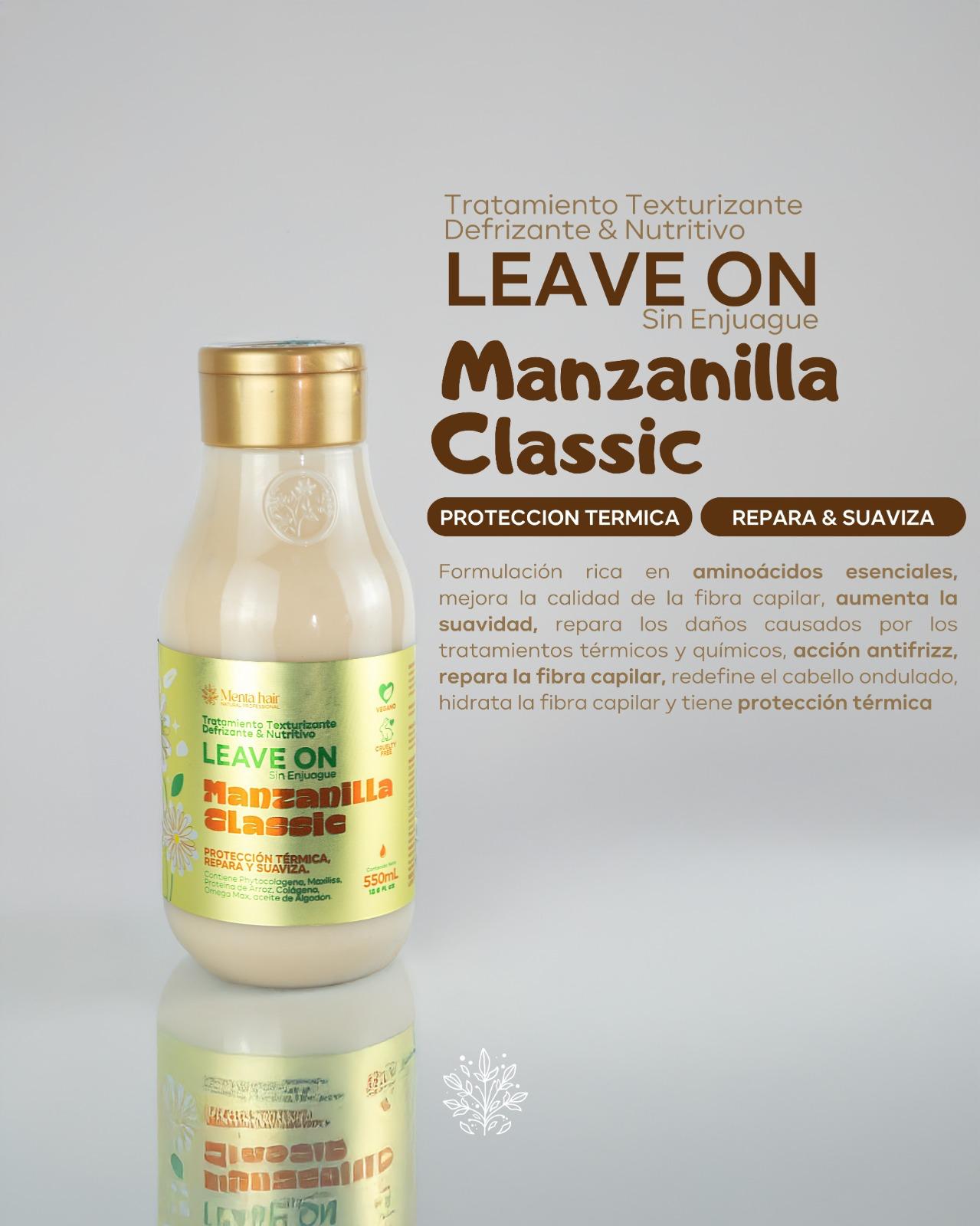 Kit 2 Pack Shampoo Aclarante Natural Manzanilla y Cúrcuma y Tratamiento Leave in con termoproteccion crema de peinar antifrizz Manzanilla Classic 550ml Vegan Menta Hair  Cabellos Rubios