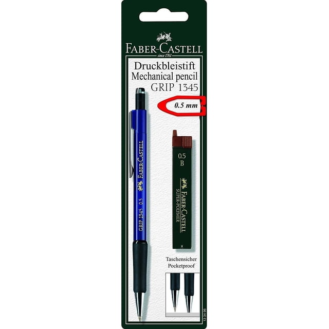 Faber-Castell Grip 1345 Mechanical Pencil + 0.5mm B Super-Polymer Leads