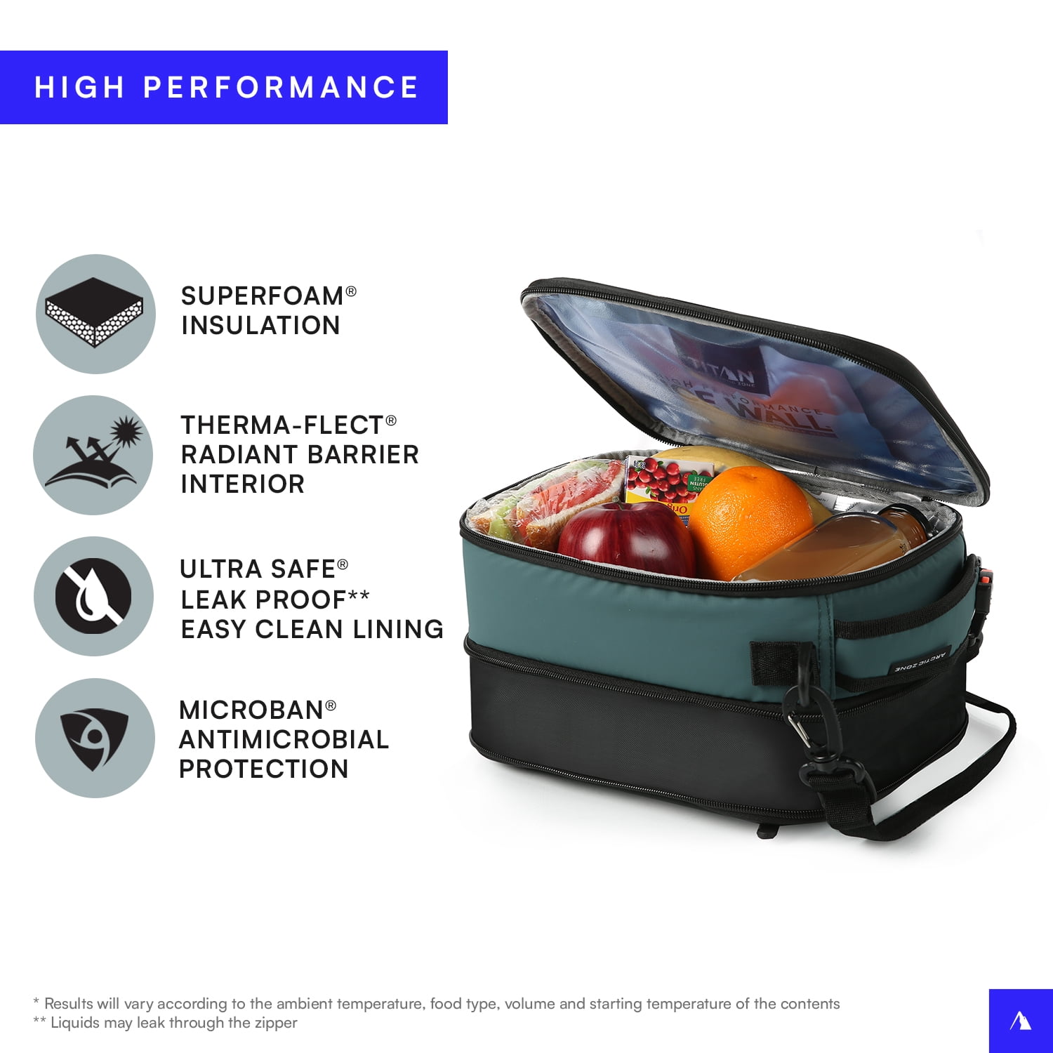 Titan by Arctic Zone Fridge Cold Insulated Expandable Lunch Bag with Reusable Ice Walls - Jungle Hunt