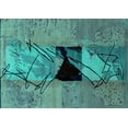 thumbnail image 1 of Ahgly Company Machine Washable Indoor Rectangle Abstract Turquoise Blue Modern Area Rugs, 7' x 10', 1 of 4