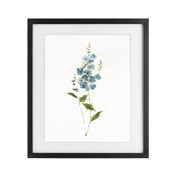 Stupell Industries Transitional Delicate Blue Sprigs Black Framed Print Under Glass, 13 x 16, by Sally Swatland