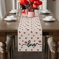thumbnail image 2 of Romantic Valentines Day Painted Red Love Hearts Cloth Table Runner Burlap Table Decoration for Home Kitchen Dining Dinner Indoor Holiday Farmhouse Decor 13x36 Inch, 2 of 6