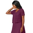 thumbnail image 3 of Jessica London Women's Plus Size V-Neck Short Sleeve Open Front Button Up Crochet Shrug, 3 of 5