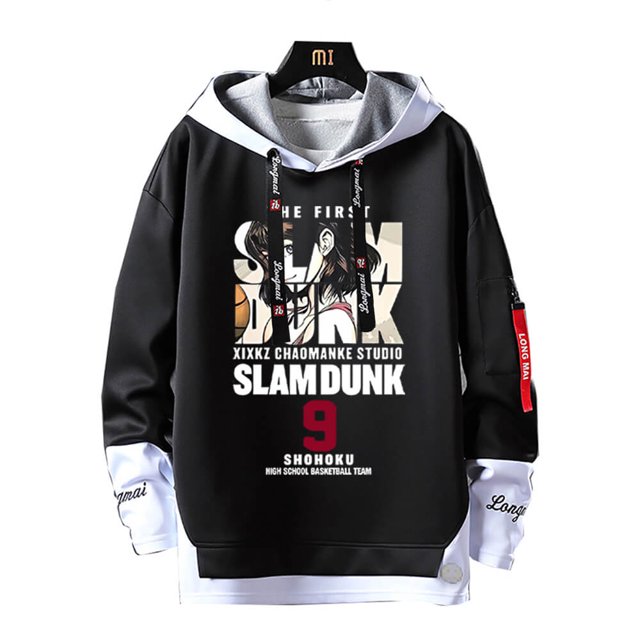 Sudadera de manga larga con estampado de Slam Dunk para hombre, Sudadera con capucha de Anime Shohoku Sakuragi Hanamichi, sudadera con cinta, Top de gran tamaño