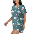 thumbnail image 2 of Naloa Flamingo Women's Short-Sleeved Pajama Set, Loungewear, Summer pajamas, Breathable Cozy - XX-Large, 2 of 9