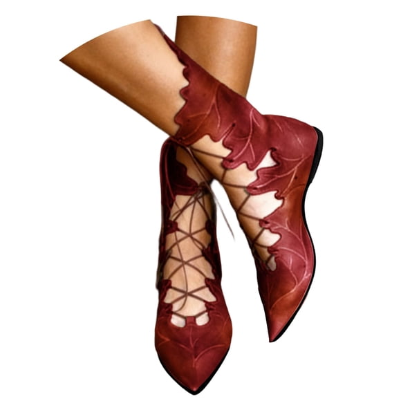 Lace up Ankle Boots Pointed Toe Elegant Everyday Wear Low Stable Heel Flexible Upper Retro Casual Formal Stage Performance Women