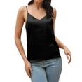 thumbnail image 1 of Xuanfei Women V Neck Solid Color Sleeveless Open Back Satin Tank Top, 1 of 5