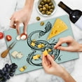 thumbnail image 4 of Ethnic Cutting Board, Curved Peacock with Leaves Culture Exotic Bird Beauty, Decorative Tempered Glass Cutting and Serving Board, Large Size, White and Black, by Ambesonne, 4 of 5