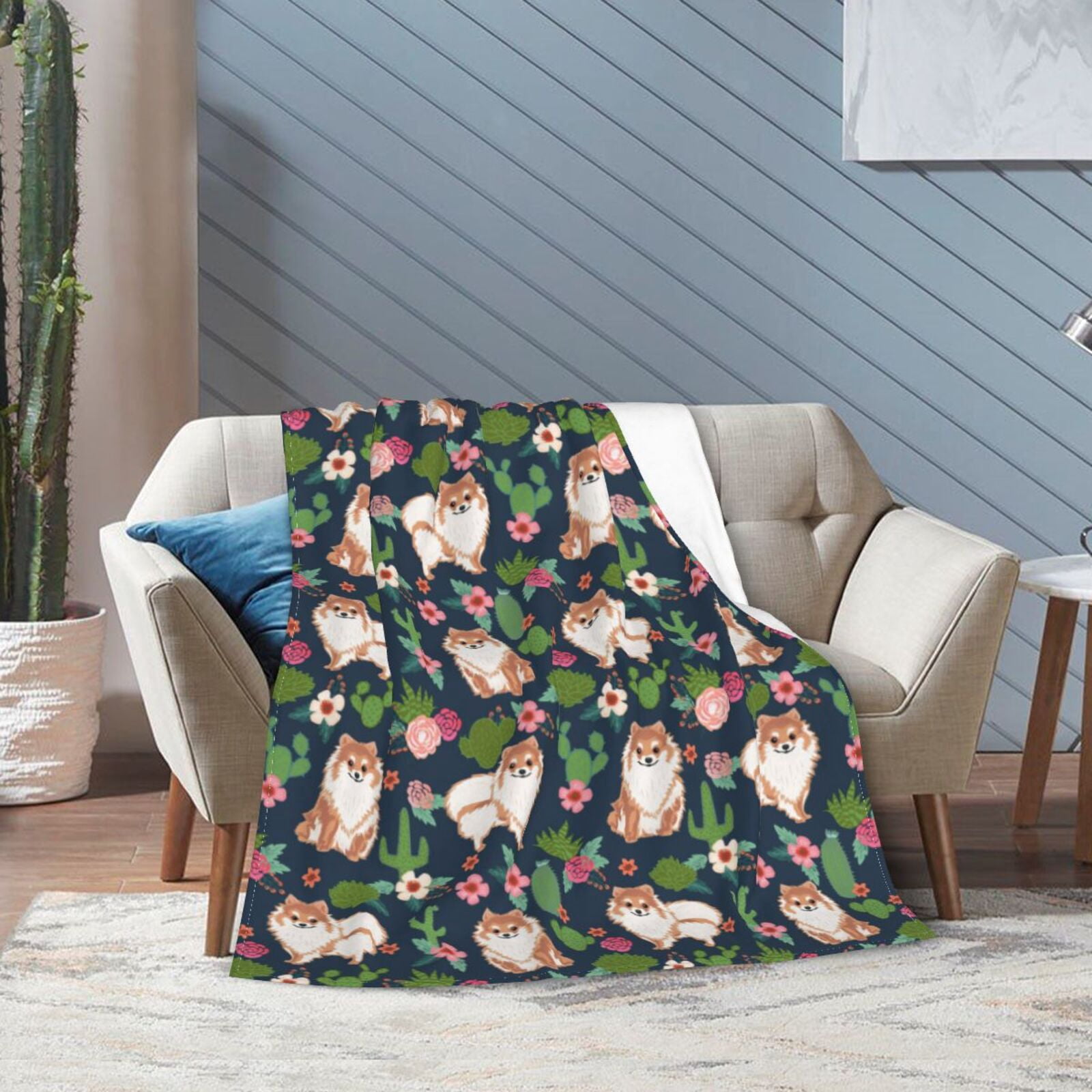 Wijzvio American Foxhound Dog Throw Blanket Soft Fuzzy Fleece Blanket For Couch Bed Living Room Decoration 50"X40"