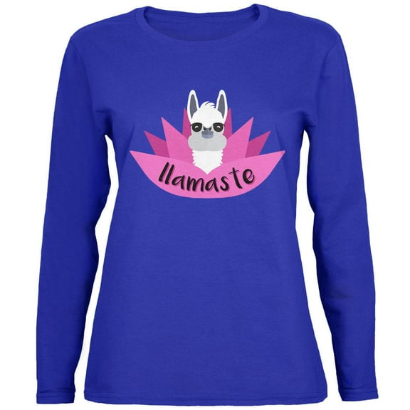 Funny Llamaste Yoga Llama Namaste Womens Long Sleeve T Shirt Royal MD
