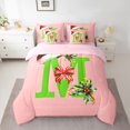 thumbnail image 2 of Homewish Cute Bowknot Letter M Twin Bedding Sets 7-Piece for Kids, Cartoon Santa Claus Bedding Comforter Set, Pink Christmas Theme Reversible Sheet Sets, Lightweight Room Decor, 2 of 7