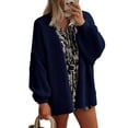 thumbnail image 2 of Women'S Oversized Cardigan Sweaters Fall Long Lantern Sleeve Knit Open Front Sweater Dark Blue L, 2 of 10