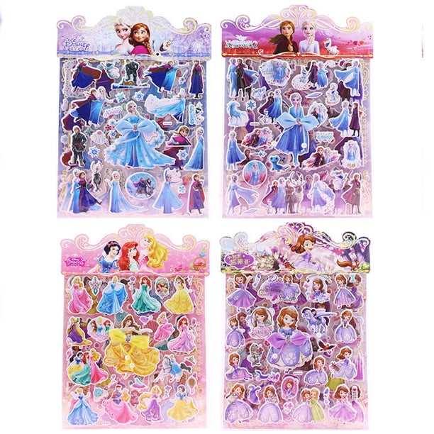 Pegatinas 3D Puffy Princess Diss-Up, 4 hojas para niños