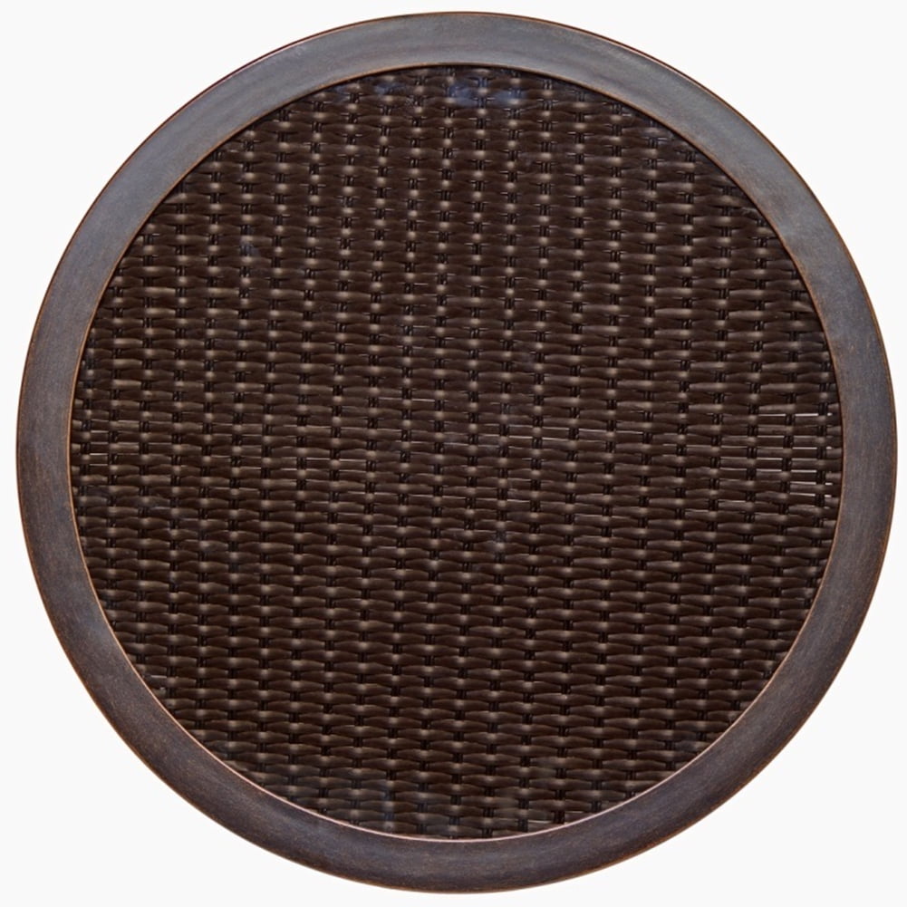 Kepooman 22" X 22" Indoor Metal Round Bistro Table with Glass Top for Living Room, Brown