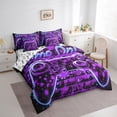 thumbnail image 3 of Gamepad Comforter Set Bed in a Bag 7 Pieces Twin,Dreamy Purple Gaming Bedding Set, Men Home Video Game (Comforter+Fitted+Flat Sheet+2 Pillowcases+2 Throw Pillow Covers), 3 of 6