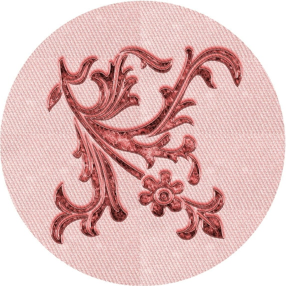 Ahgly Company Machine Washable Indoor Round Transitional Light Rose Pink Area Rugs, 3' Round