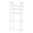 thumbnail image 2 of 3-Tier Over The Toilet Storage Rack, Freestanding Bathroom Shelves Organizer with Hooks, Space Saver Metal Shelf for Small Bathroom, White, 2 of 6