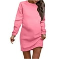 thumbnail image 4 of Oksale Plus Size Mini Dress for Women Loose Long Sleeve Sweatshirt Dresses Casual Crew Neck Dress Solid Color Sweatshirts Soft Cozy Dress Hot Pink M, 4 of 4