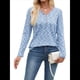 thumbnail image 1 of Blusas de Punto Gofre para Mujer, Camisas de Larga con Cuello en V, Blusas Casuales Elegantes, Conjuntos de Otoño 2025 Azul S, 1 of 10