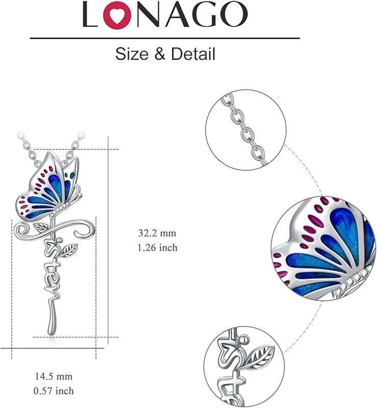 DVEATR Sterling Silver Sunflower & Rose Flower Butterfly & Lotus Pendant - Sister & Friendship Gift for Women