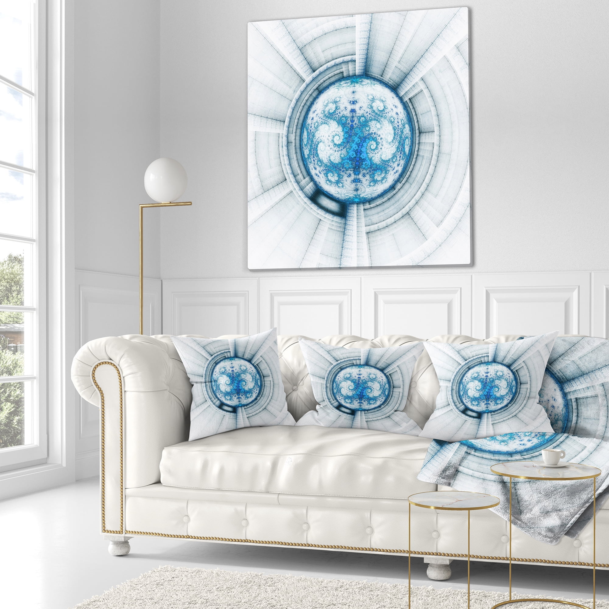 Designart 16" x 16" Blue Polyester Throw Pillow