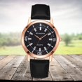thumbnail image 2 of Reloj de cuarzo dorado rosa elegante con esfera negra grande y estilo vanguardista, 2 of 3