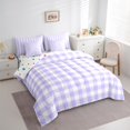 thumbnail image 3 of jejeloiu Geometric Checkered Bedding Comforter Set 7-Piece,Geometric Aesthetic King Bedding Sets,White Purple Bed Sheets For Child,Lightweight Room Decor Reversible, 3 of 8