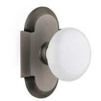 Nostalgic Warehouse Cotwhi_Prv_238_Nk Vintage White Porcelain Privacy Door Knob Set - Grey