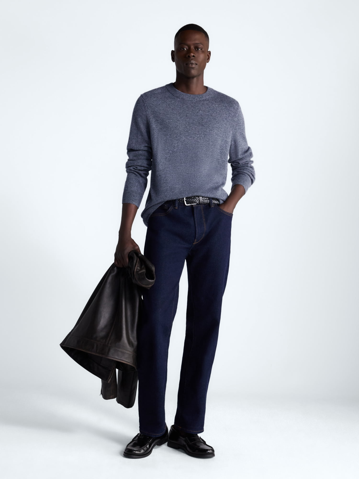 Free Assembly Men’s Cashmere Crewneck Sweater with Long Sleeves, Midweight, Sizes XS-2XL