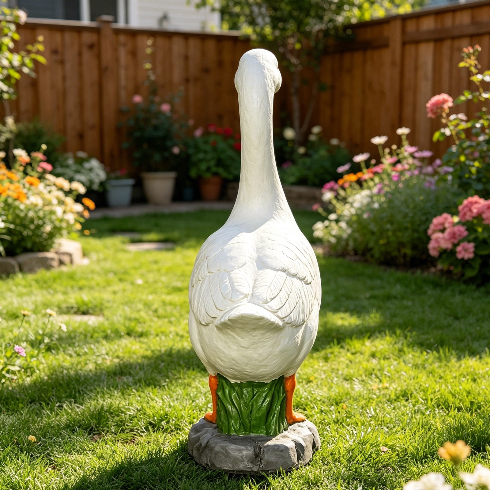 Large Porch Gooses Statue, Realistic Hollow Plastic Garden Goose
