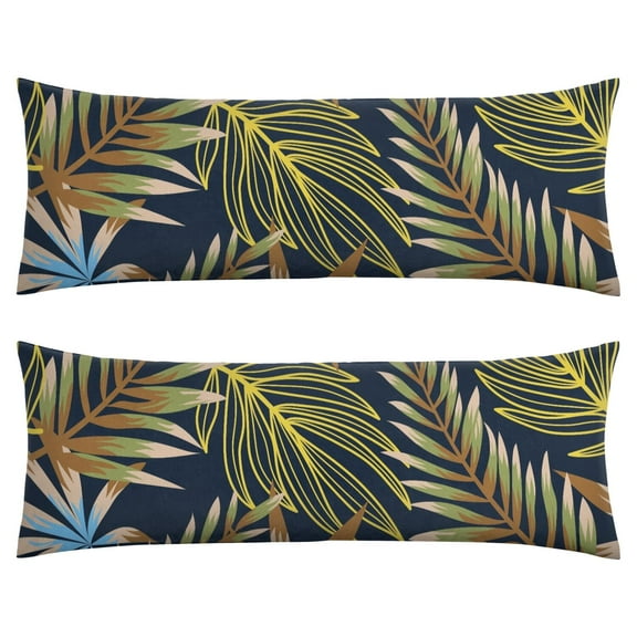 Retro Body Pillow Cover - 20x54 Inch Botanical Jungle Leaves Print - Cozy & Machine Washable Pillow Protector