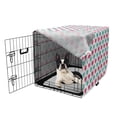 thumbnail image 5 of Valentine's Day Dog Crate Cover, Hearts Arranged into Diagonal Squares, Easy to Use Pet Kennel Cover Small Dogs Puppies Kittens, 7 Sizes, Seafoam Dark Coral, by Ambesonne, 5 of 6