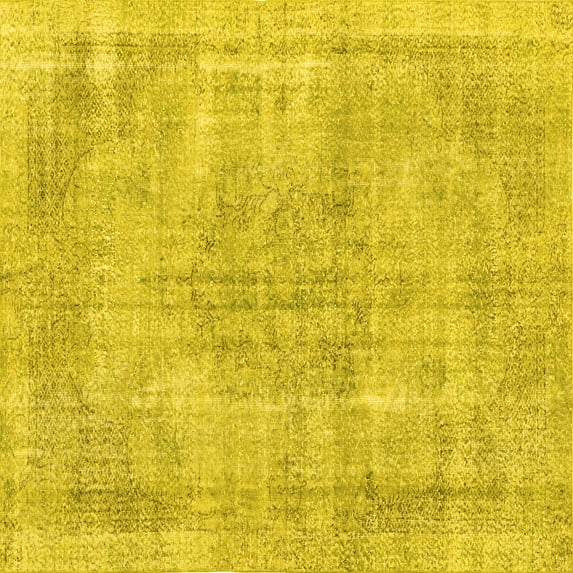 Ahgly Company Machine Washable Indoor Square Persian Yellow Traditional Area Rugs, 7' Square