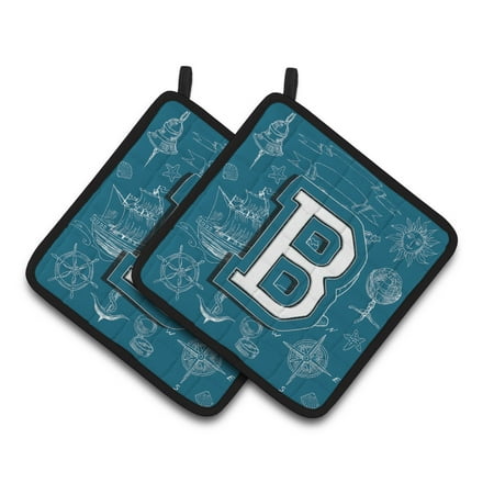

Caroline s Treasures CJ2014-BPTHD Letter B Sea Doodles Initial Alphabet Pair of Pot Holders 7.5HX7.5W multicolor