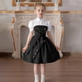 thumbnail image 2 of Ashirexll Robe d'Été pour Filles, Couleur Unie, Col à Revers, Manches Courtes, Décontractée, Tunique Ligne A, pour Ados et Enfants, 2 of 7