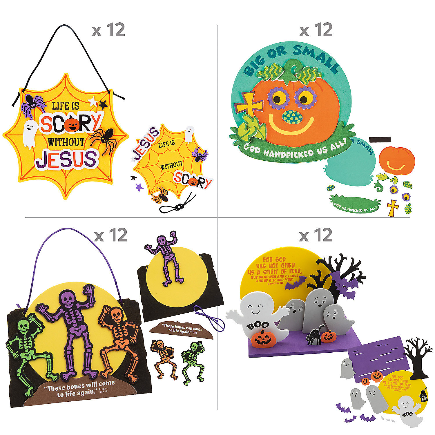 Fun Express 48 Pieces Religious Halloween Craft Assortment, Based Kits for Kids Best for Sunday School