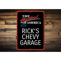 Chevy Garage Name Novelty Decor, Metal Wall Sign - 10x14 Inches