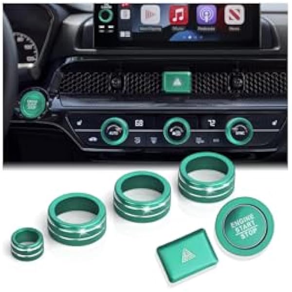wonima02 for Honda Civic Accessories 2022-2026, CRV/HRV/Acura Integra 2023-2026, Accord 2023-2025 & ADX 2025, 7PCS Aluminum Alloy Knob Cover Set (Green) Fits 9-inch Screen with 1 Radio Knob