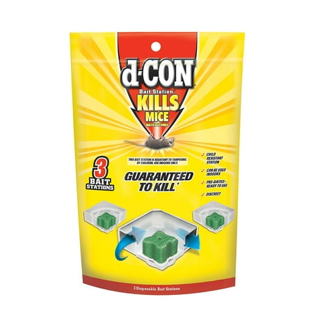 d-CON Disposable Corner Fit Mouse Poison Bait Station, 3 Bait Stations
