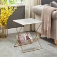 thumbnail image 2 of Posh Vivant Quinton Fin Table Or Blanc Faux Marbre Matériel Magazine Titulaire, 2 of 10