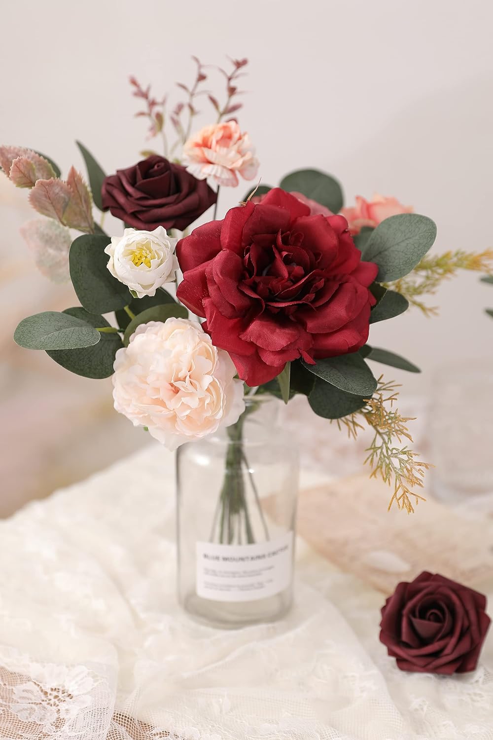 Artificial Flowers Combo Box Set Silk Flowers Fake Rose for DIY Floral Arrangements Wedding Bouquets Centerpieces Baby Shower Party Home Decorations（Nude Color）