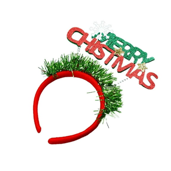 Christmas Party Barrettes Merry Christmas Headbands with Cute Designs Green Glitter Hair Accessories for Holiday Celebrations and Events